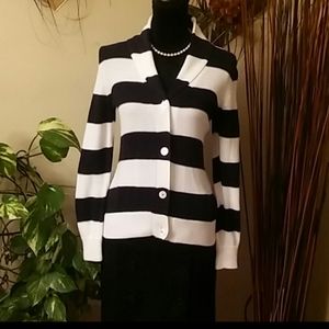 Ladies Black and white striped cardigan